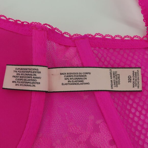 Victorias Secret 32D Dream Angels Lined Demi Underwire Pink Lace Corset Bra - Picture 12 of 15